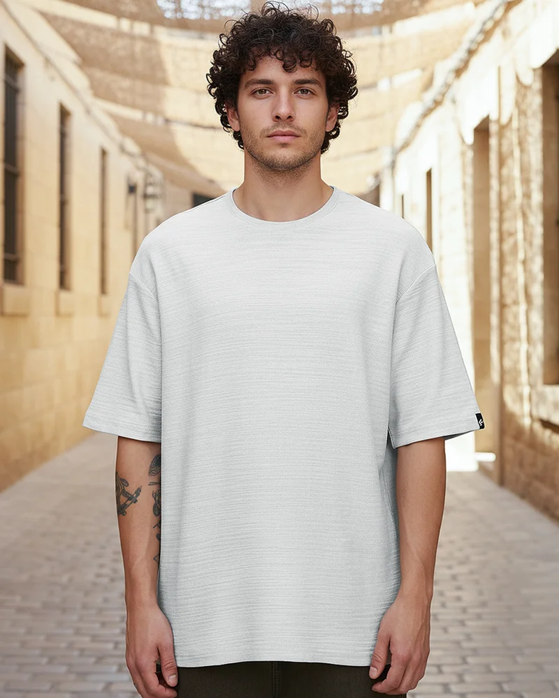 بيواكوف Men's Vapour Blue Oversized T-shirt